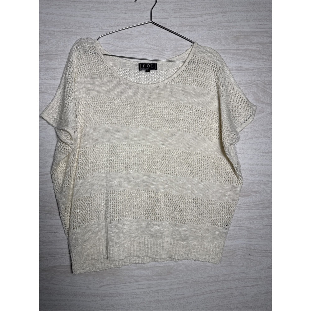 Beige open-knit sweater by the brand POL Sz Med